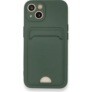 Apple iPhone 13 Uyumlu Arka Kamera Korumalı Kart Koyulabilen Silikon Kartlıklı Kılıf Kapak