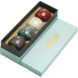 Three Beans Japon Stil Fırın Değişken Çay Bardağı Seti, 4 Adet Seramik Kung Fu Çay Seti, Tek Fincan, Master Kupası, Kişisel Kupası Teaware Hediye Kutusu | Teaware Setleri (Yurt Dışından)