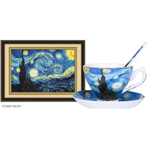 Three Beans Yaratıcı Van Gogh Sanat Boyama Kahve Kupaları Yıldızlı Gece Ayçiçeği Sower Somunlar Saint Remy Kahve Çay Bardağı | Kahve Kupası ve tabak Setleri (Yurt Dışından)