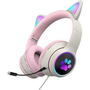 Kablolu Kulaklık Bas Stereo Rgb Işık Kulaklıklar Tablet Pc Gürültü Iptal Gri (Yurt Dışından)