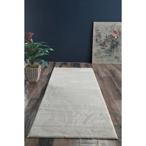 Lüle Halı Peluş Yüzey Kaymaz Taban Yolluk Halı Beyaz
