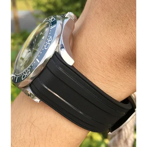 Three Beans Omega Seamaster Için Saat Kayışı Değiştirme Kavisli Sonucu Florlu Kauçuk Silikon Watch Band Paslanmaz Çelik Toka | Izle Bantları (Yurt Dışından)