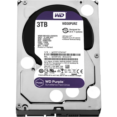 WD 3TB WD Purple Sata 6GB/s 64MB Dv 7x24