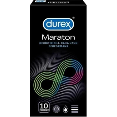Durex Maraton Geciktiricili Prezervatif 10'lu Kolay Takılır Lateks Özelliği ile Rahat