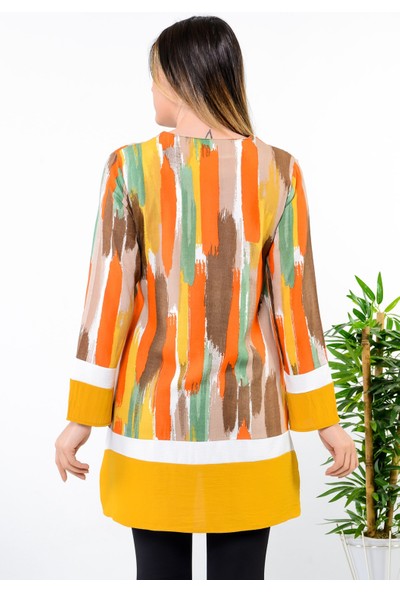 e-bizz store Kadın Uzun Kol Renkli Tesettür Tunik