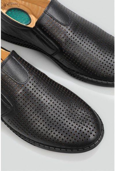Wow Plus Deri Jelli Ortapedik Rahat Comfort Siyah Erkek Ayakkabı G-057