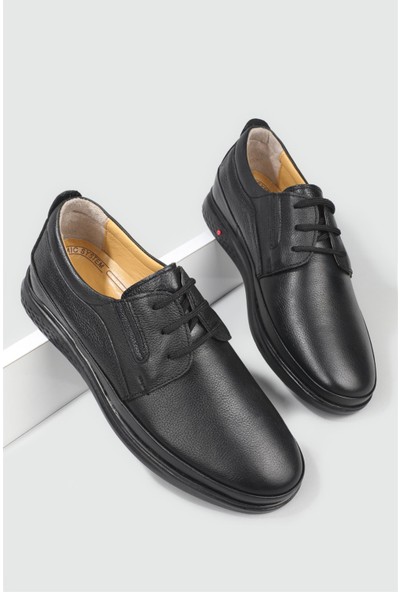 Wow Plus Deri Rahat Taban Günlük Siyah Erkek Ayakkabı N-990