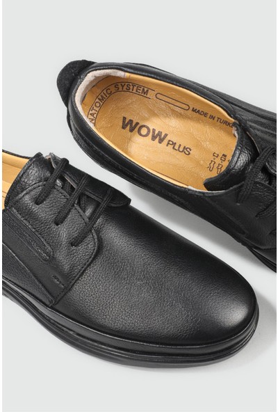 Wow Plus Deri Rahat Taban Günlük Siyah Erkek Ayakkabı N-990