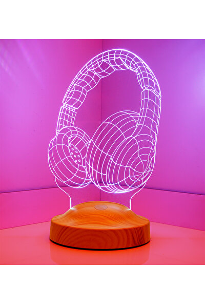 Sevgi Lambası Müzisyen Hediyesi Kişiye Özel 3D Kulaklık Led Lamba