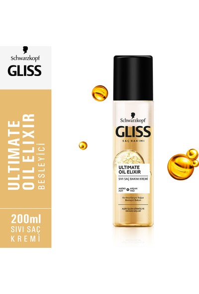 Gliss Ultimate Oil Elixir Besleyici Sıvı Saç Bakım Kremi - Aminoasit ve Argan Yağı ile 200 ml