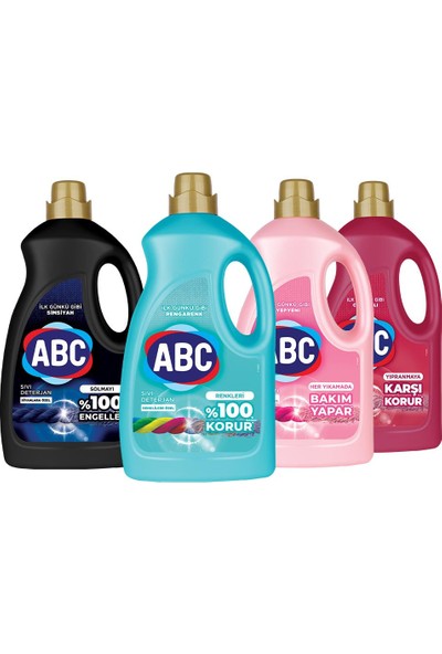 Abc Sıvı Deterjan Seti 2,7lx4(Renkliler, Siyahlar, Narinler, Sık Yıkananlar)