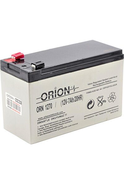 Orion ORN1270 12V 7AH Bakımsız Kuru Akü T2 Soket