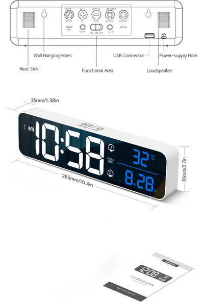 Yatak Odası Için LED Dijital Çalar Saat Termometreli