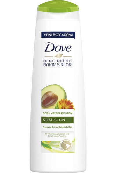 Dove Nemlendirici Bakım Sırları Saç Bakım Şampuanı Dökülmeye Karşı Bakım Avokado Özü ve Kalendula Özü 400 ML