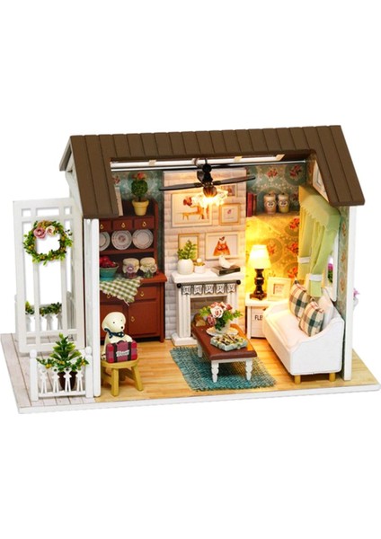 Dıy Dollhouse Kitleri Mobilya ile Usmased - Rahat Oturma Odası Çocuklar Hediye (Yurt Dışından)