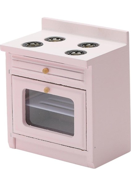 Ahşap Modern Mobilya Mutfak Soba Ünitesi Mobilya Seti 1/12 Bebek Evi Pembe Için (Yurt Dışından)