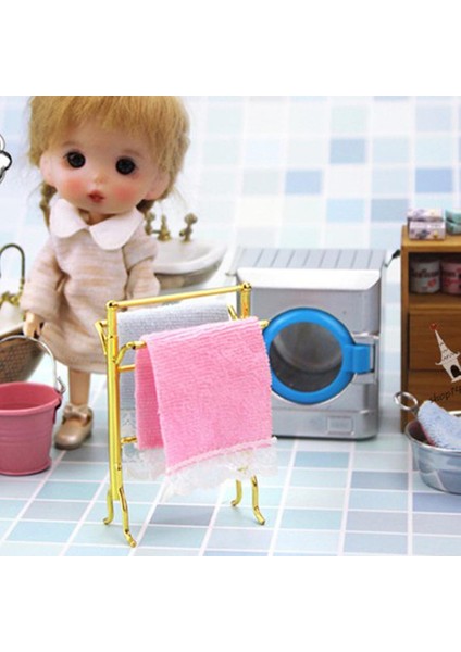 Dollhouse Minyatür Modern Mobilya Havlu 1: 12. Ile Metal Havlu Askısı (Yurt Dışından) modelleri