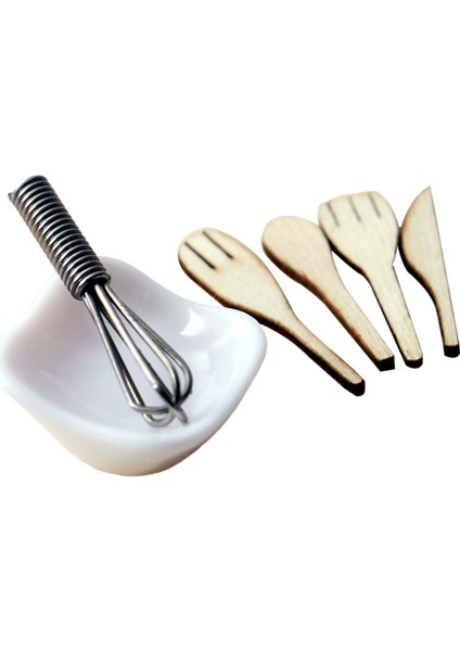 6 Parça Minyatür Eggbeater Yumurta Kase Spatula Model Set Dollhouse Dekor (Yurt Dışından)