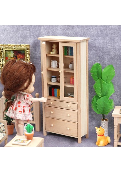 Dollhouse Kitaplık Kabine Minyatür 1:12 El Sanatları Hediyeler 3-6 Yaşında (Yurt Dışından) modelleri