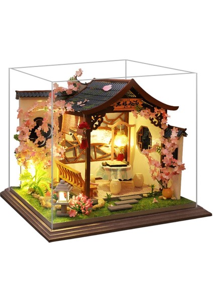 Minyatür Dollhouse Mobilya Kiti Ile LED Işık Ahşap Satranç Kulübü Hediye (Yurt Dışından)