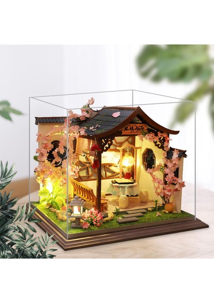 Minyatür Dollhouse Mobilya Kiti Ile LED Işık Ahşap Satranç Kulübü Hediye (Yurt Dışından) modelleri