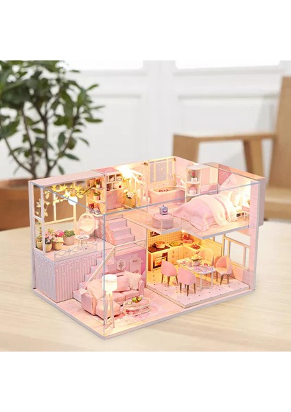 Dıy El Sanatları Dollhouse W / LED Işık Ahşap Cottage 3D Bulmacalar Bebek Evi Oyuncaklar (Yurt Dışından)