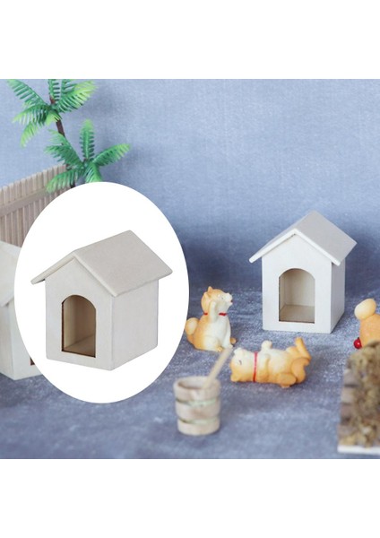 1/12 Dollhouse Minyatür Ahşap Köpek Pet Ev Simülasyon Modeli Dekorasyon (Yurt Dışından)