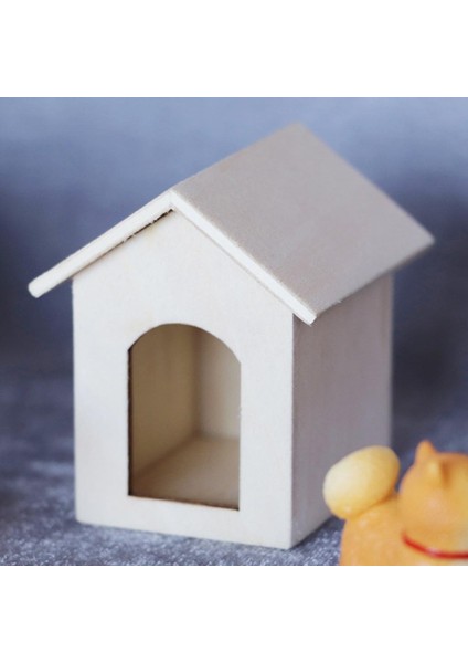 1/12 Dollhouse Minyatür Ahşap Köpek Pet Ev Simülasyon Modeli Dekorasyon (Yurt Dışından)