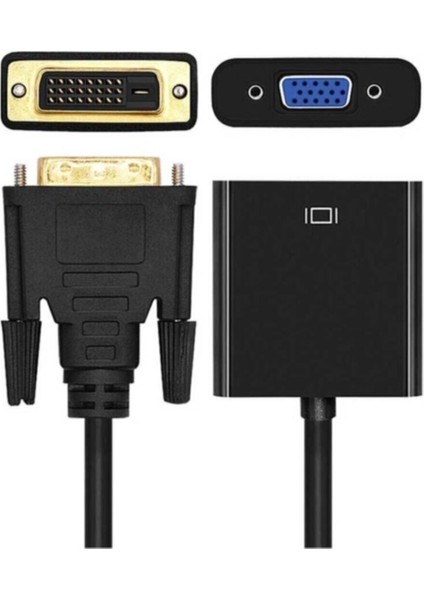 Dvı-D To VGA 24 + 1 Dvi-D Dijital - VGA Aktif Dönüştürücü -Dvi Erkek (24 + 1) To VGA Dişi Dönüştürücü