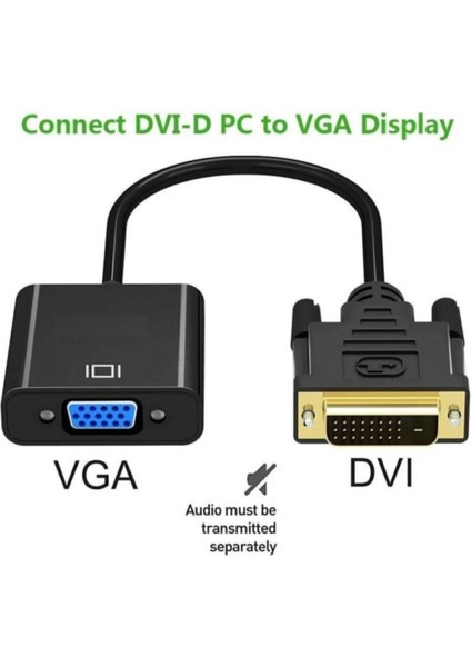 Dvı-D To VGA 24 + 1 Dvi-D Dijital - VGA Aktif Dönüştürücü -Dvi Erkek (24 + 1) To VGA Dişi Dönüştürücü