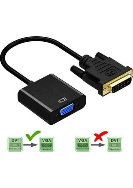 Dvı-D To VGA 24 + 1 Dvi-D Dijital - VGA Aktif Dönüştürücü -Dvi Erkek (24 + 1) To VGA Dişi Dönüştürücü