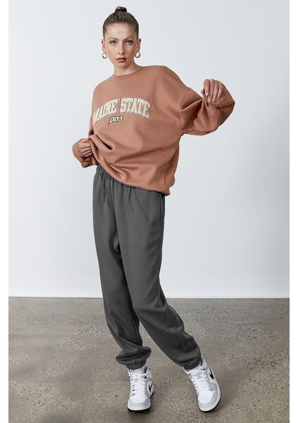 Kadın Antrasit Beli Lastikli Oversize Eşofman Altı MG1235 fiyatları