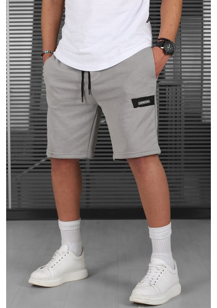 Boyalı Gri Erkek Basic Kapri Şort