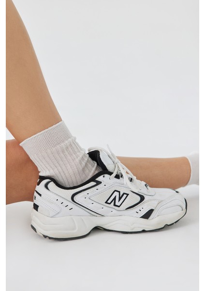 Beyaz Pamuklu İnce Fitilli Çorap