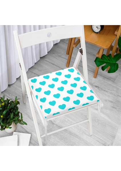 Kalp Desenli Dekoratif Kare Sandalye Minderi 40x40cm Fermuarlı