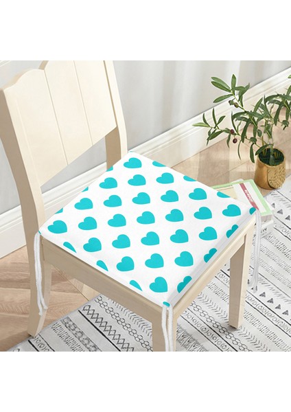 Kalp Desenli Dekoratif Kare Sandalye Minderi 40x40cm Fermuarlı