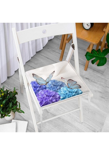 Kelebek Desenli Dekoratif Kare Sandalye Minderi
