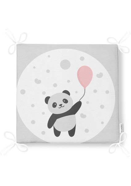 Real Homes Sevimli Panda Tasarımlı Dijital Baskılı Çocuk Odası Fermuarlı Sandalye Minderi - 40 x 40 cm fırsatları