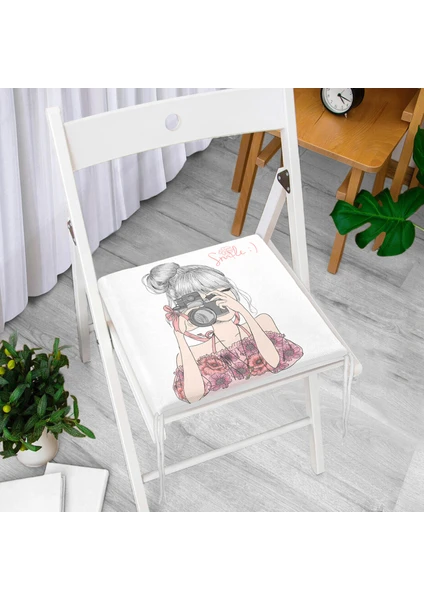 Realhomes Fashion Girl Dekoratif Kare Sandalye Minderi 40x40cm Fermuarlı