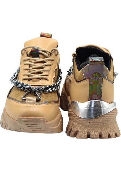 Kadın Nut Gümüş Zincir Aksesuarlı Kalın Tabanlı Spor Ayakkabı fırsatları