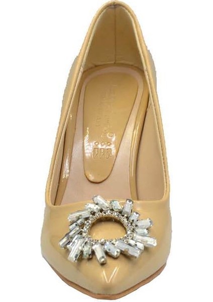 Kadın Rugan Güneş Taşlı Stiletto Topuklu Ayakkabı