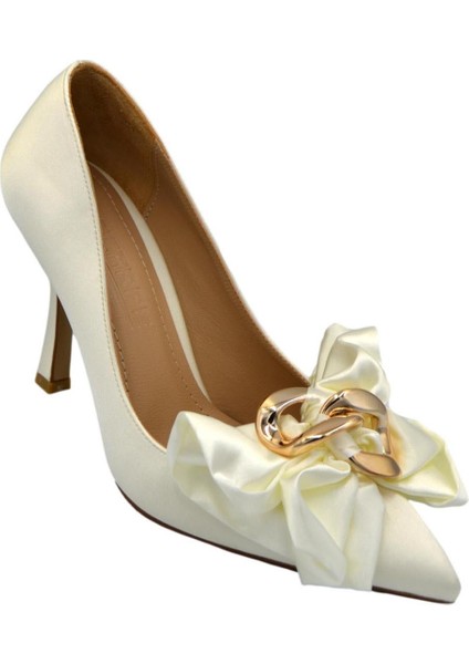 Kadın Önü Kurdele Detaylı Saten Topuklu Ayakkabı fiyatları