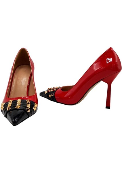 Kadın Ince Topuklu Rugan Önü Taşlı Ayakkabı fiyatları