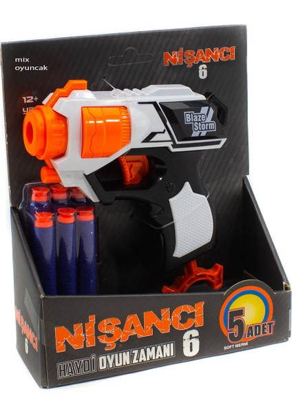 Blaze Storm Nişancı Sünger Atan Tabanca Mini 5 Adet Mermi