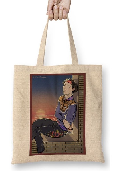 Kim Taehyung Bez Çanta Uzun Saplı