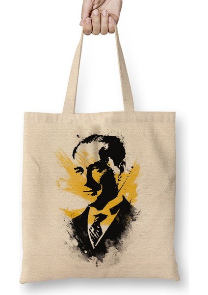 Mustafa Kemal Atatürk Bez Çanta Uzun Saplı