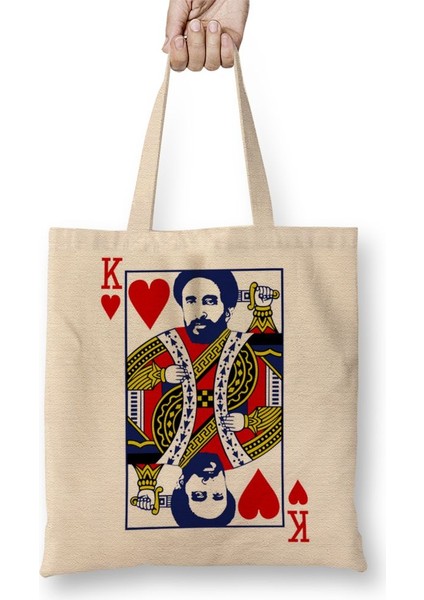 Kalp Kralı Papaz Bez Çanta Uzun Saplı