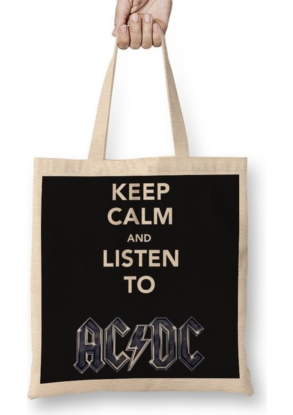 Banda Ac Dc Müzik Grubu Bez Çanta Uzun Saplı