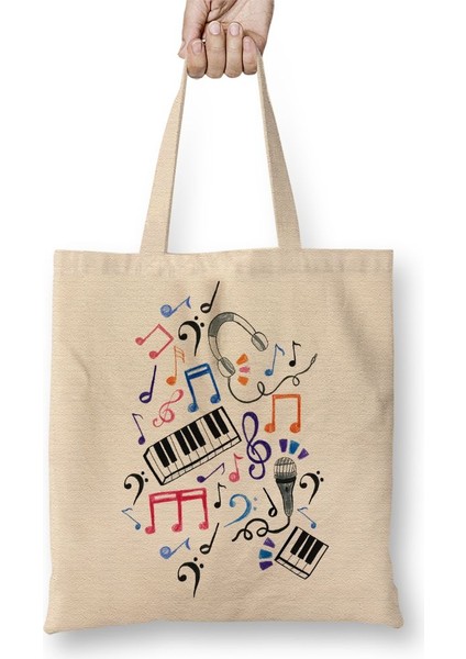 Iyi Zıplayanlar Müzik Notları ve Semboller Müzik Notolar Bez Çanta Uzun Saplı