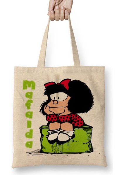 Mafalda Düşünceli Bez Çanta Uzun Saplı